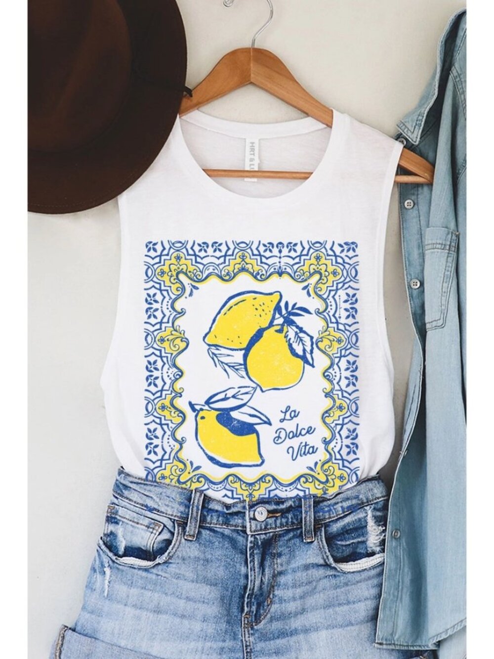 La Dolce Vita Lemons Graphic Tank Top NWT 100% Cotton